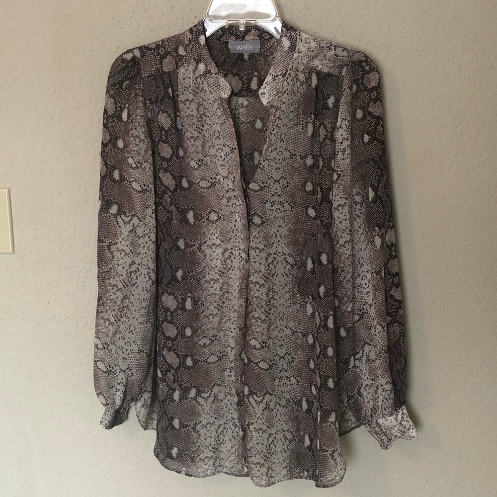 WALLIS Snakeskin Print Long Sleeves Blouse/Top